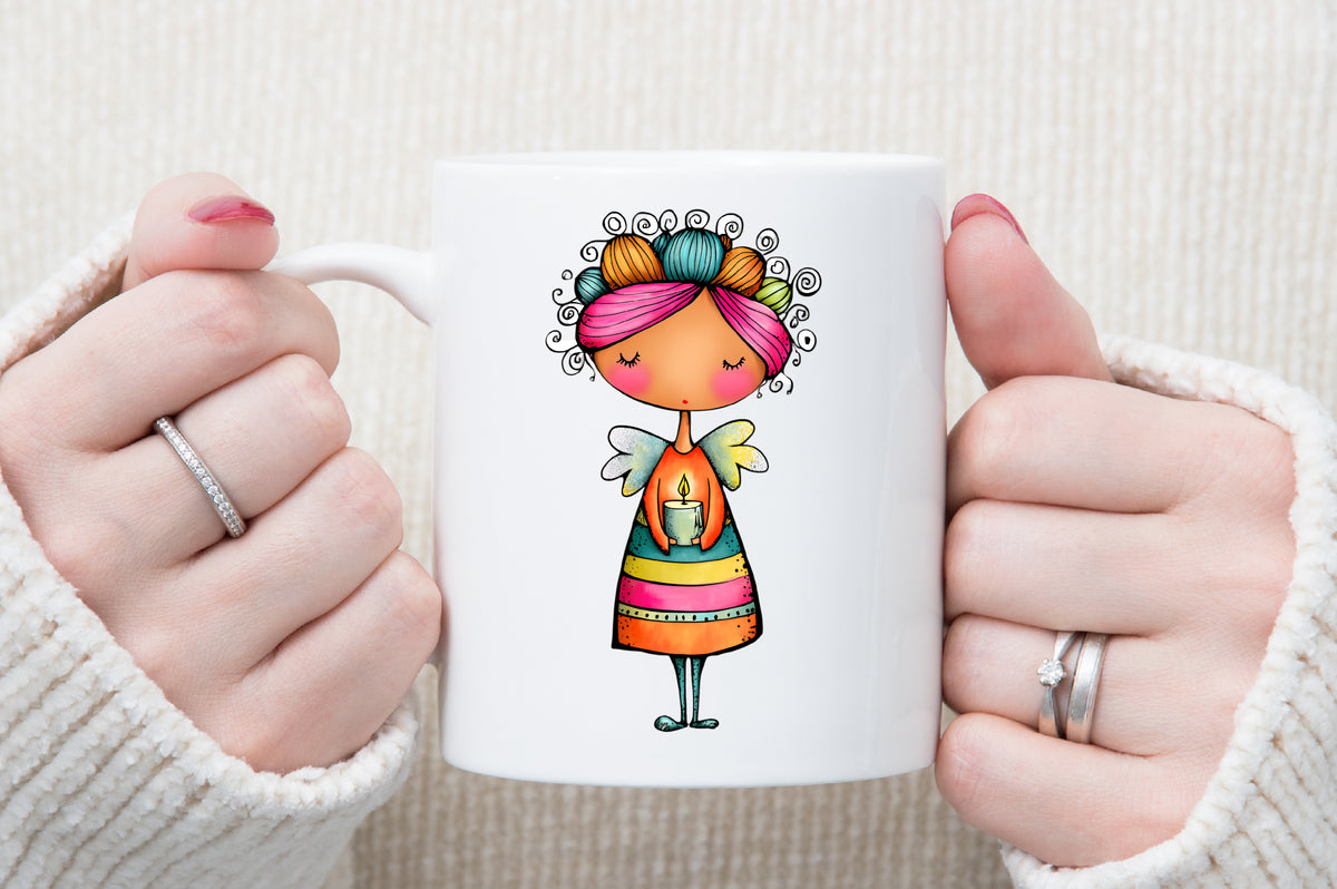 Whimsical Christmas Angel Clipart Bundle Colorful Fairy Holiday PNG