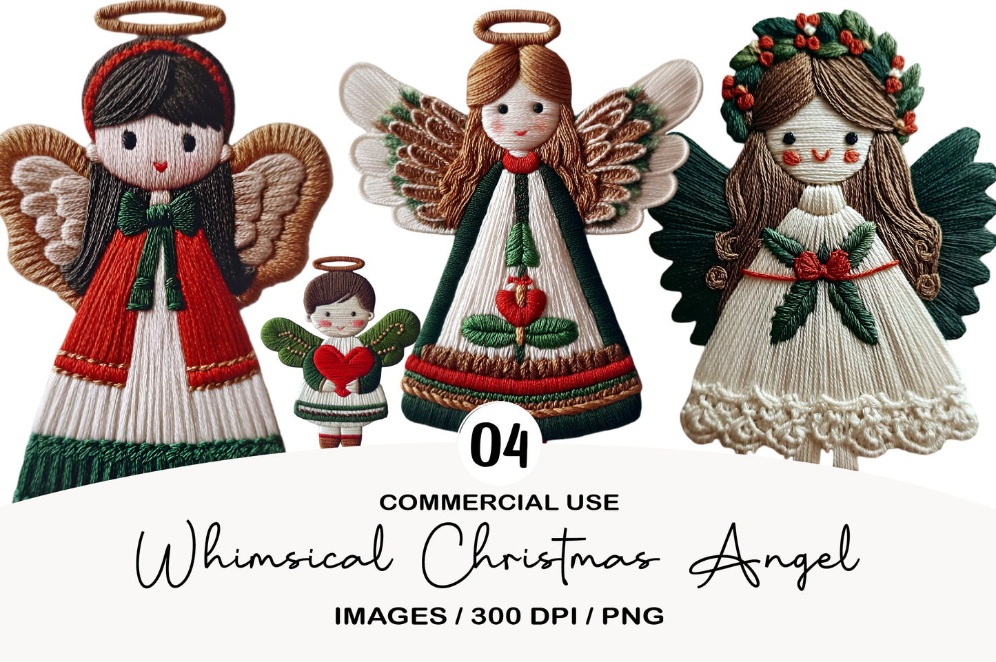 Whimsical Christmas Angel Clipart PNG Bundle | Cute Watercolor Holiday Angel Clipart | Heavenly Christmas Angel PNG