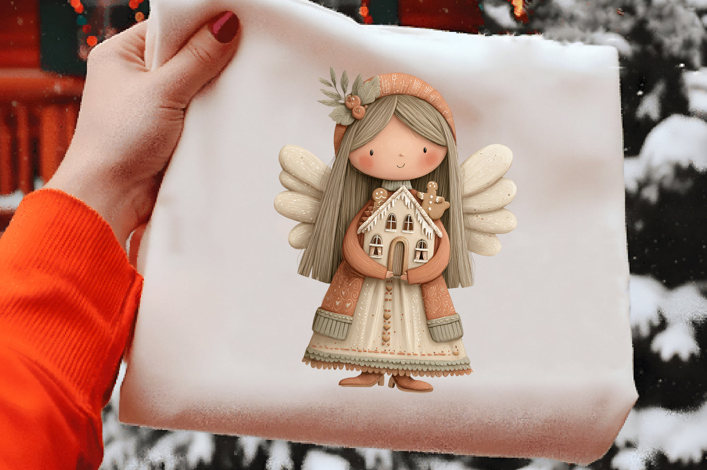 Whimsical Christmas Angel Clipart PNG Sublimation