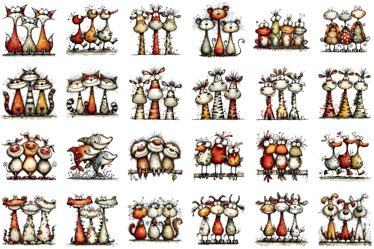 Whimsical Christmas Farm Animal Clipart Bundle Cute Holiday Animals PNG