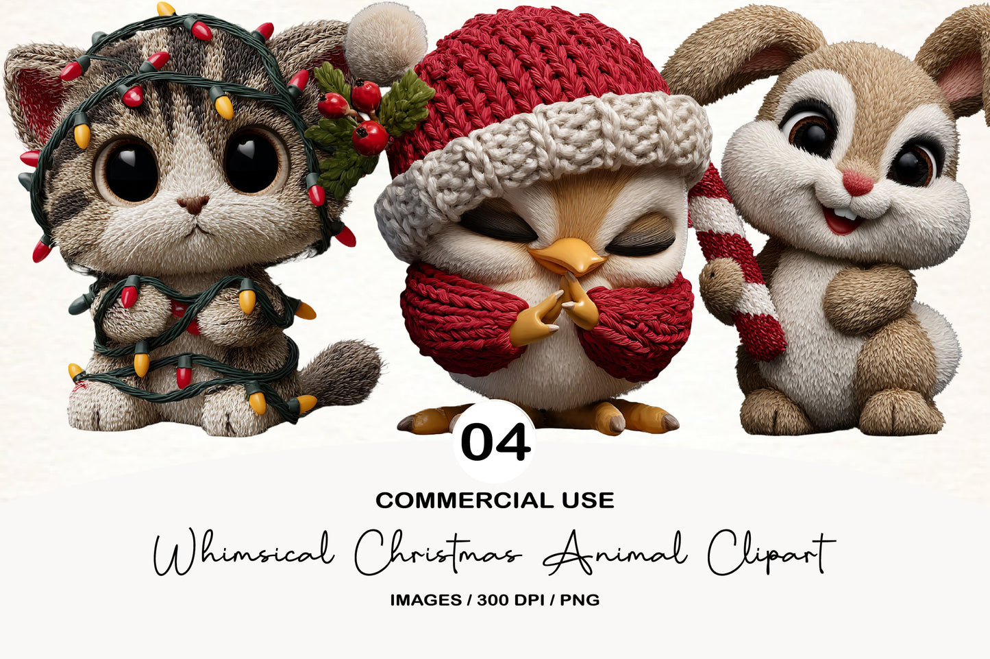 Whimsical Christmas Animal Clipart PNG