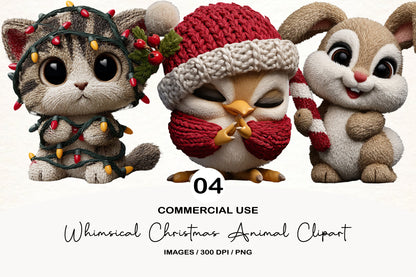 Whimsical Christmas Animal Clipart PNG