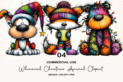 Whimsical Christmas Animal Clipart PNG