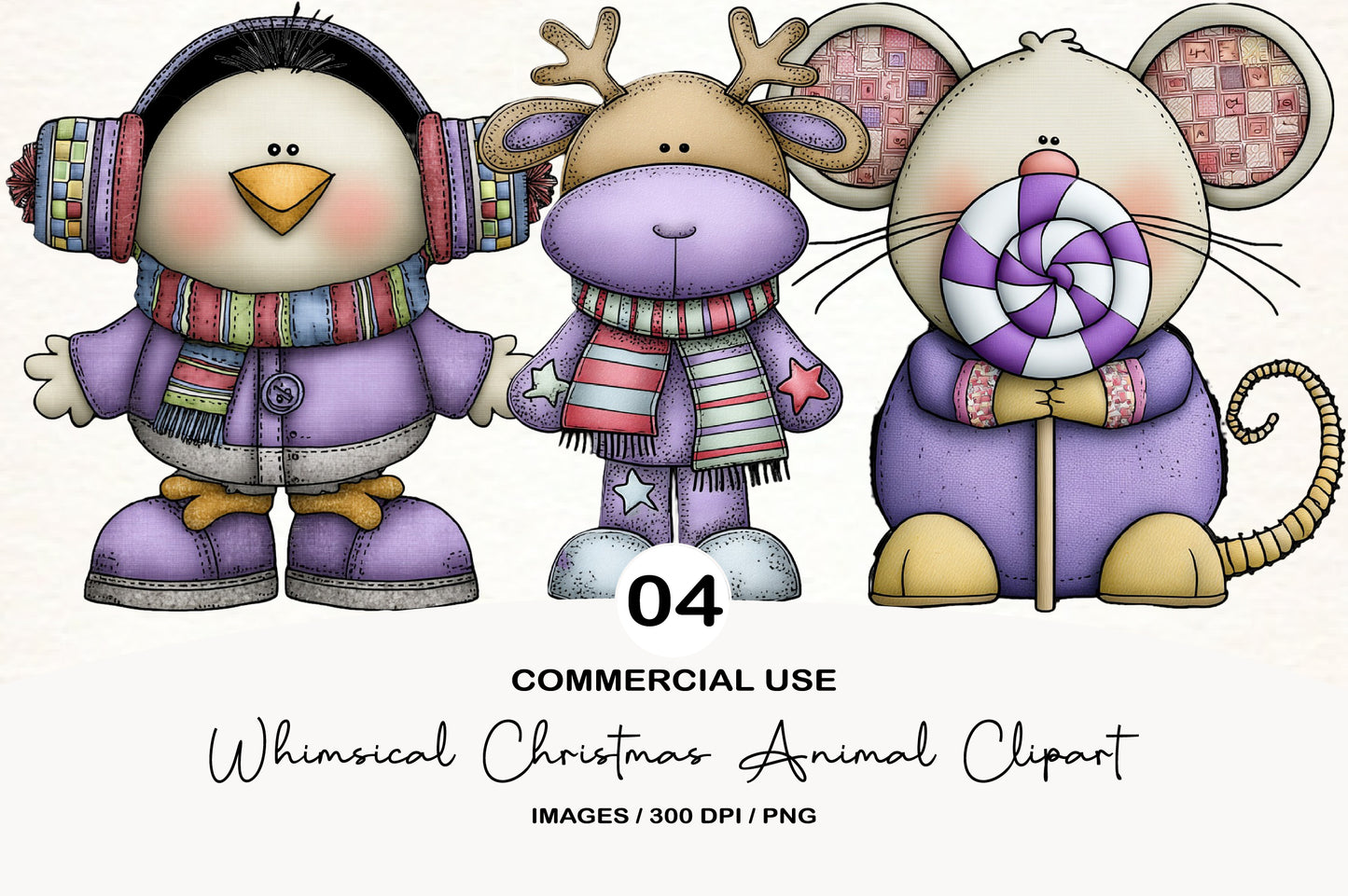 Whimsical Christmas Animal Clipart PNG