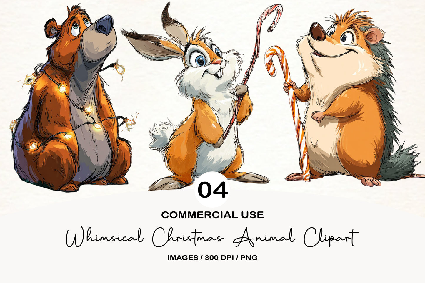 Whimsical Christmas Animal Clipart PNG