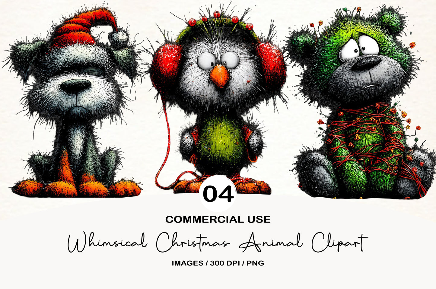 Whimsical Christmas Animal Clipart PNG