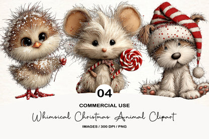Whimsical Christmas Animal Clipart PNG