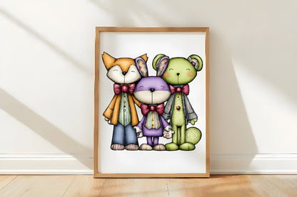 Whimsical Christmas Animal Clipart PNG