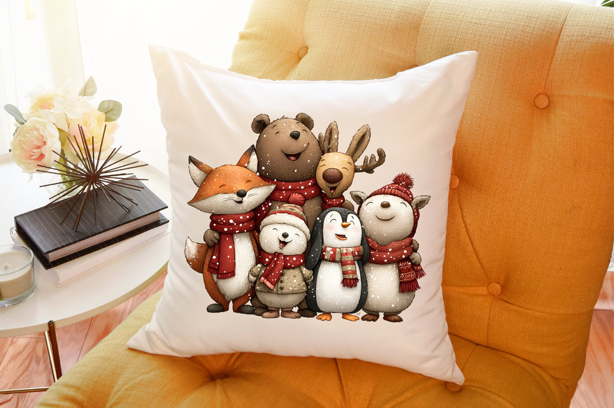 Whimsical Christmas Animals Clipart Bundle Cute Holiday PNG