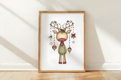 Whimsical Christmas Animals Clipart PNG Bundle | Cute Watercolor Holiday Animal Clipart