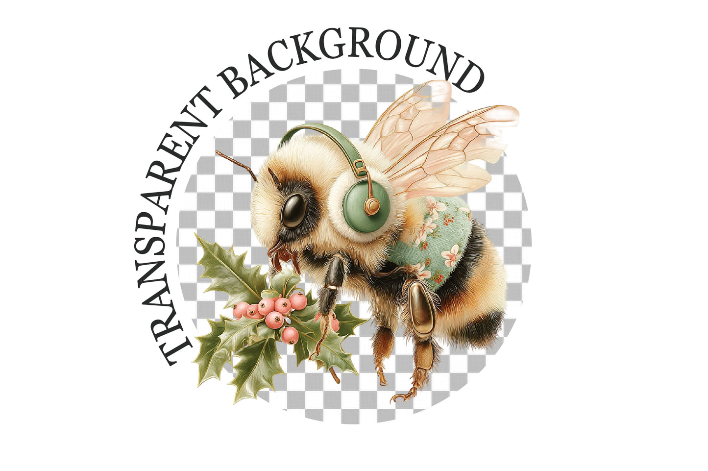 Whimsical Christmas Bee PNG Bundle Cute Holiday Bee Sublimation Designs