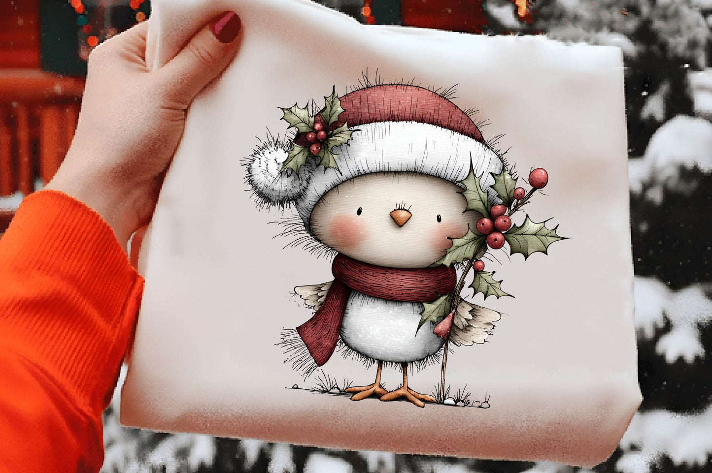 Whimsical Christmas Bird Clipart PNG Bundle | Cute Watercolor Holiday Bird Clipart