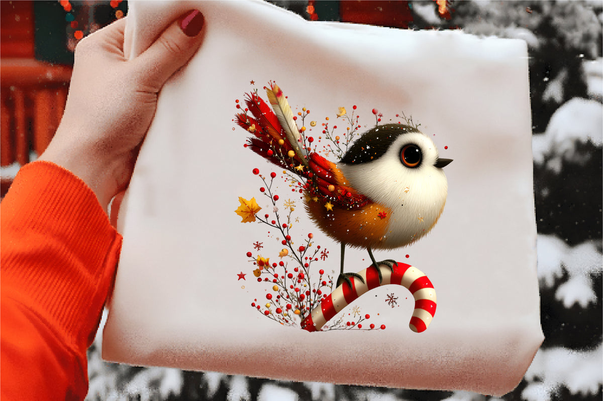 Whimsical Christmas Bird Clipart PNG