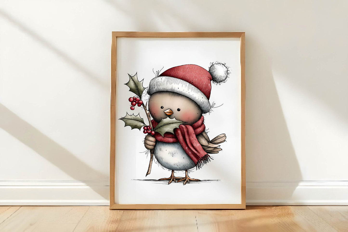 Whimsical Christmas Bird Clipart PNG Bundle | Cute Watercolor Holiday Bird Clipart