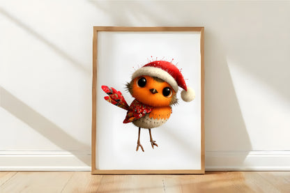 Whimsical Christmas Bird Clipart PNG