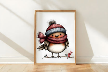 Whimsical Christmas Bird Clipart PNG