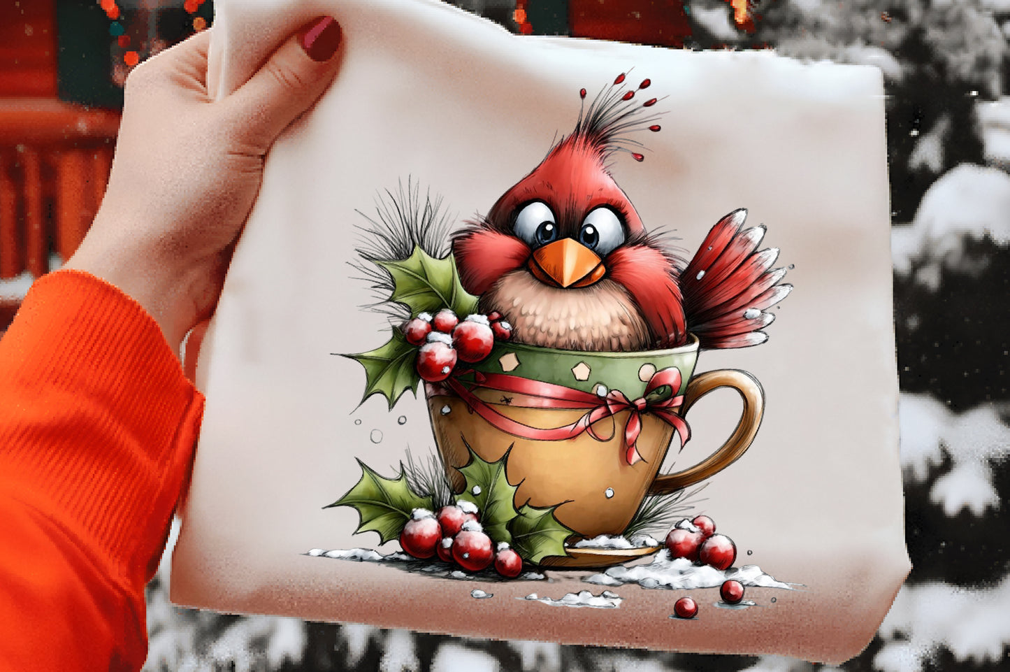 Whimsical Christmas Bird Clipart PNG Bundle | Cute Watercolor Holiday Bird Clipart | Festive Winter Birds PNG