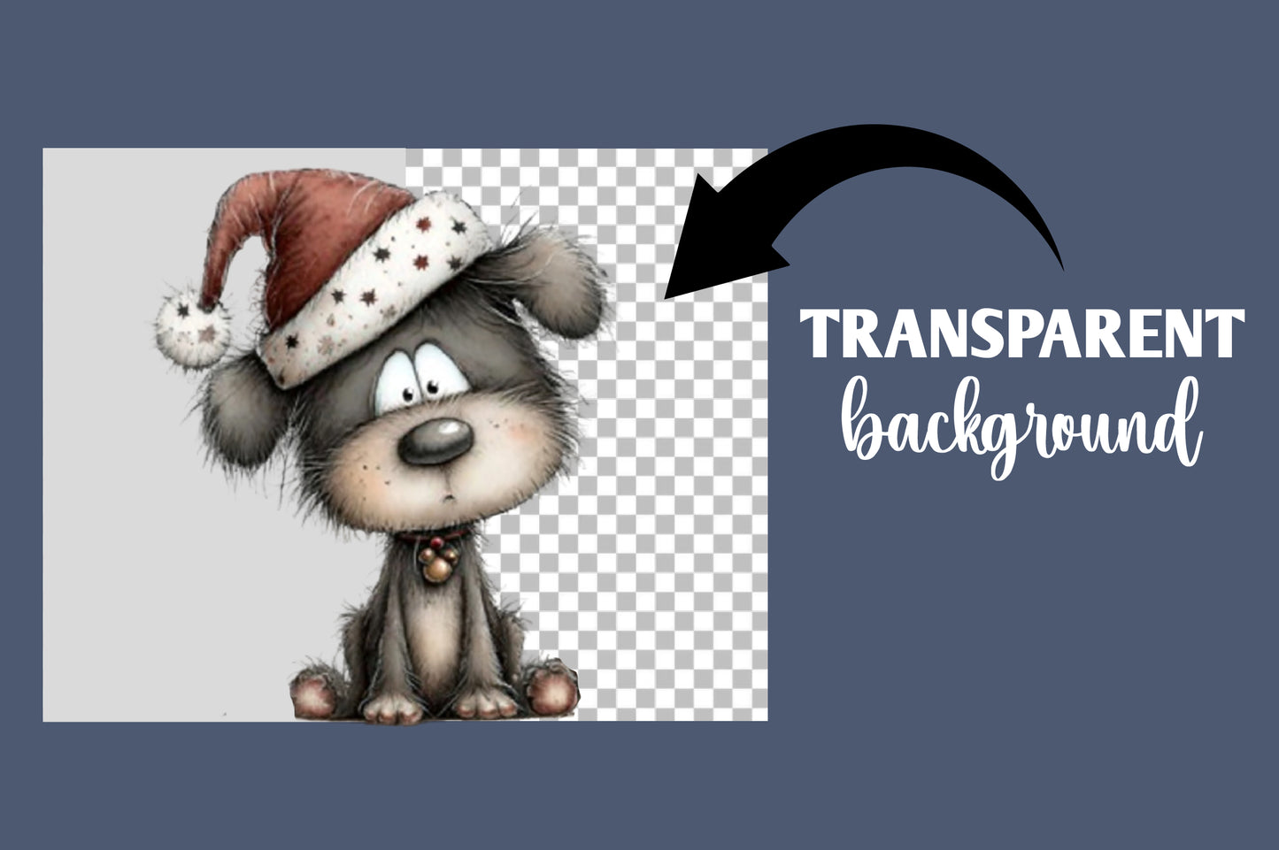 Whimsical Christmas Black Dog PNG | Cute Puppy Holiday Clipart Bundle | 21 Transparent PNG
