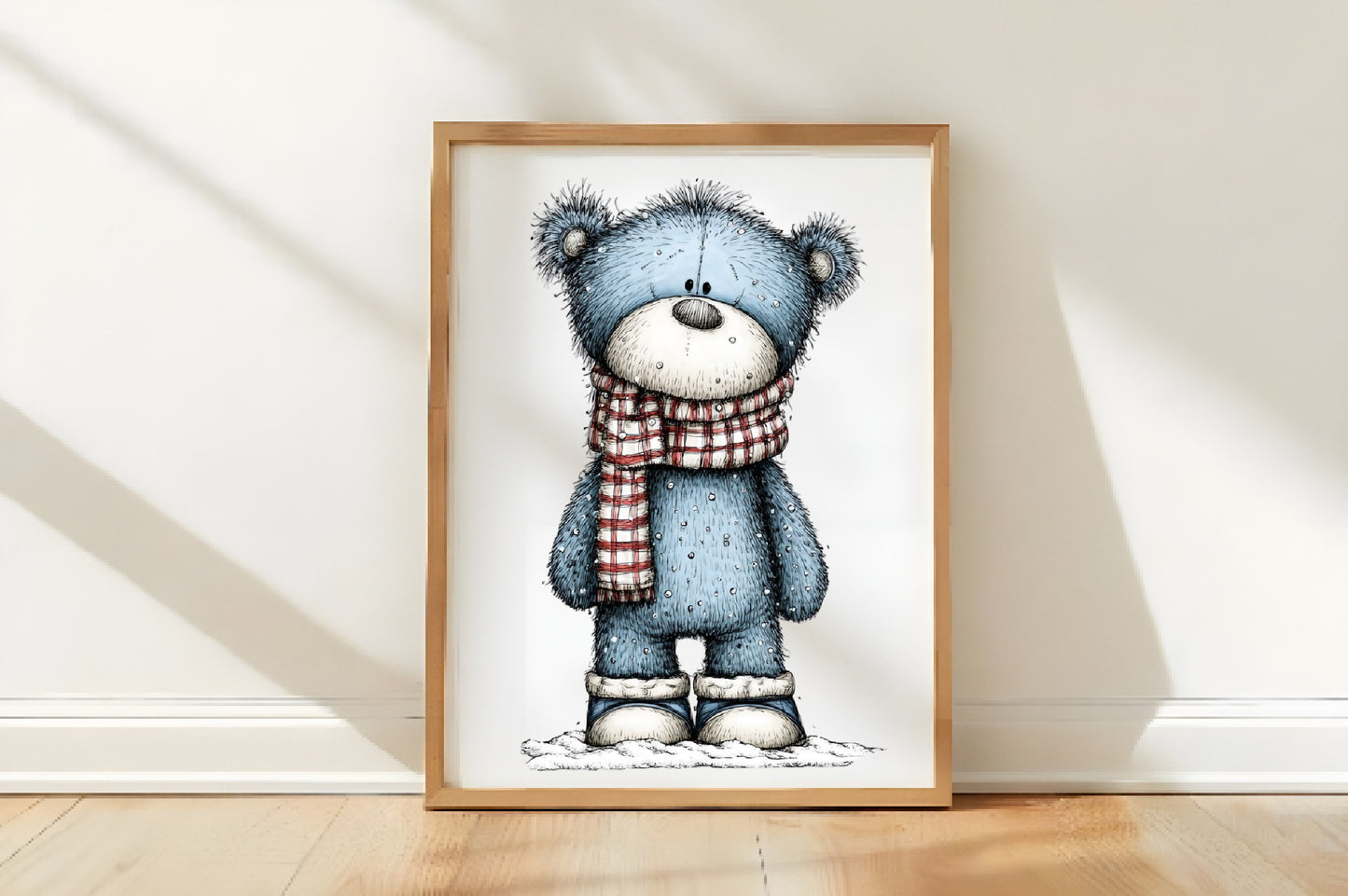 Whimsical Christmas Blue Teddy Bear Clipart PNG Bundle | Cute Watercolor Holiday Blue Teddy Bear Clipart | Winter Bear PNG