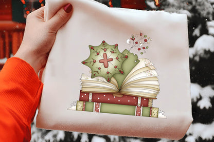 Whimsical Christmas Books Clipart PNG Bundle | Cozy Watercolor Holiday Book Clipart