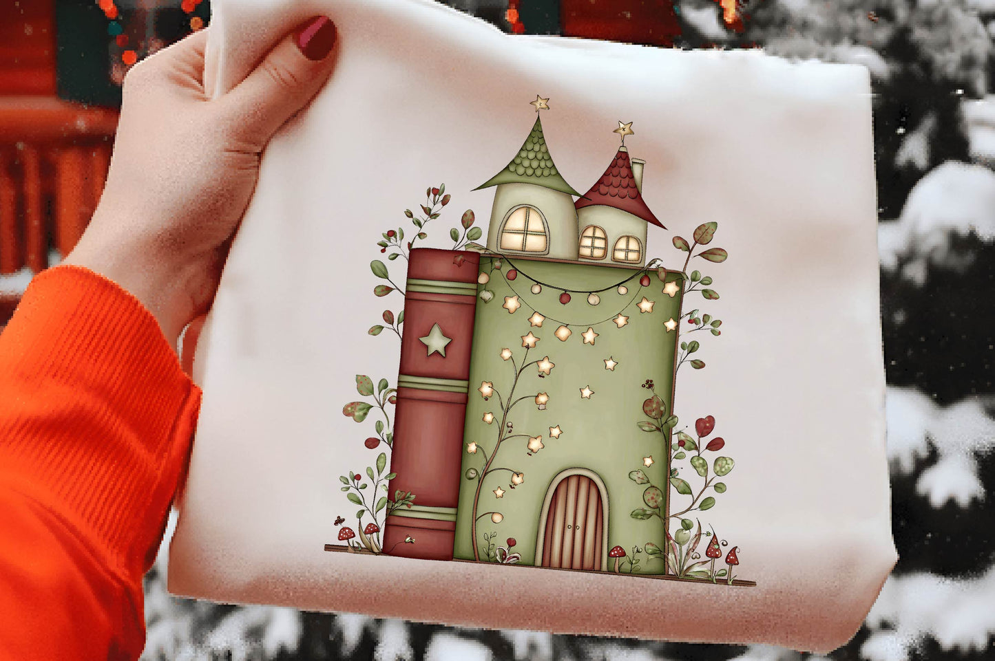 Whimsical Christmas Books Clipart PNG Bundle | Watercolor Cozy Holiday Book Clipart