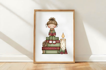 Whimsical Christmas Books Clipart PNG