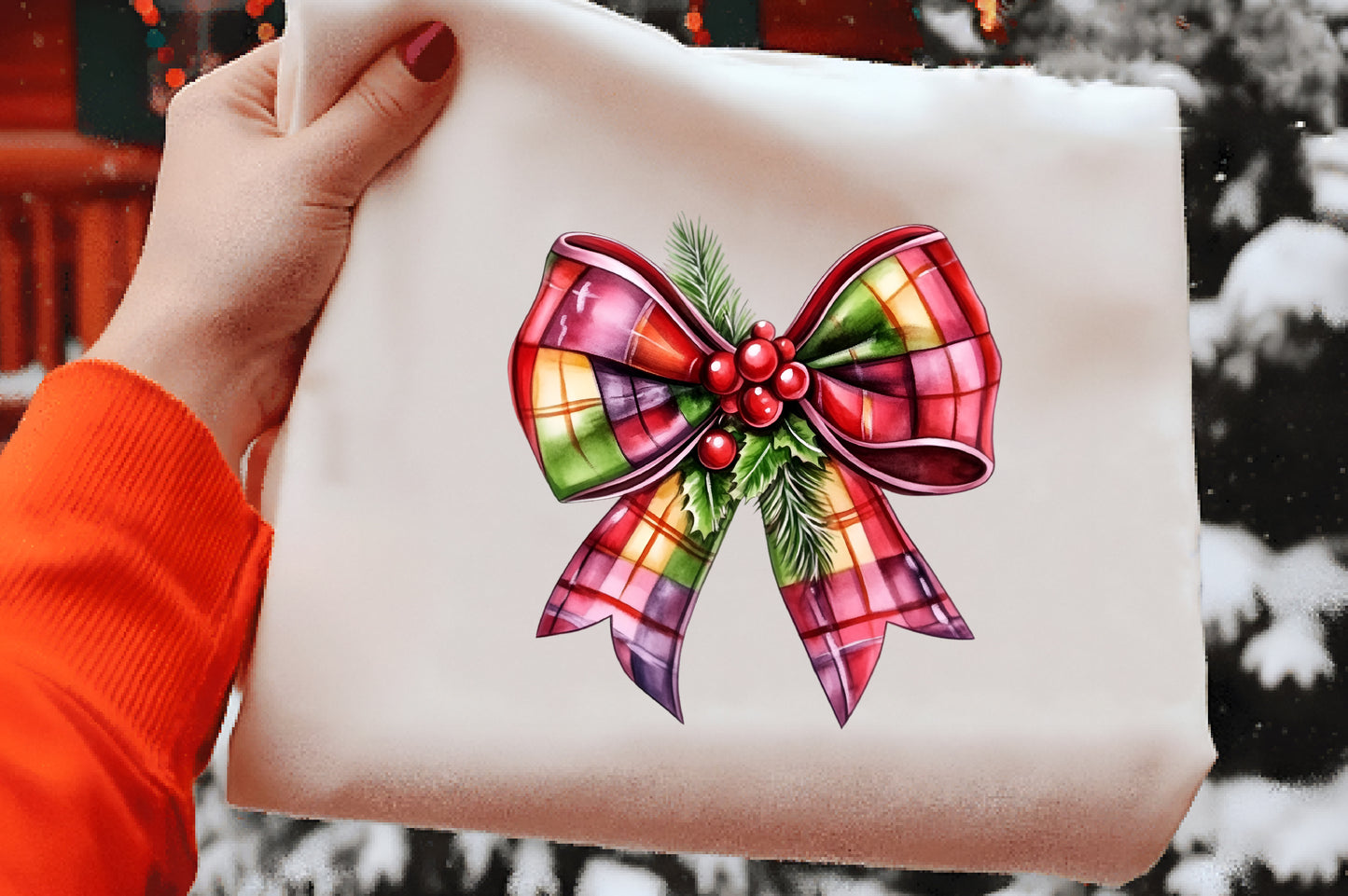 Whimsical Christmas Bow Clipart PNG Bundle | Cute Watercolor Holiday Ribbon Bow Clipart | Festive Christmas Bow PNG