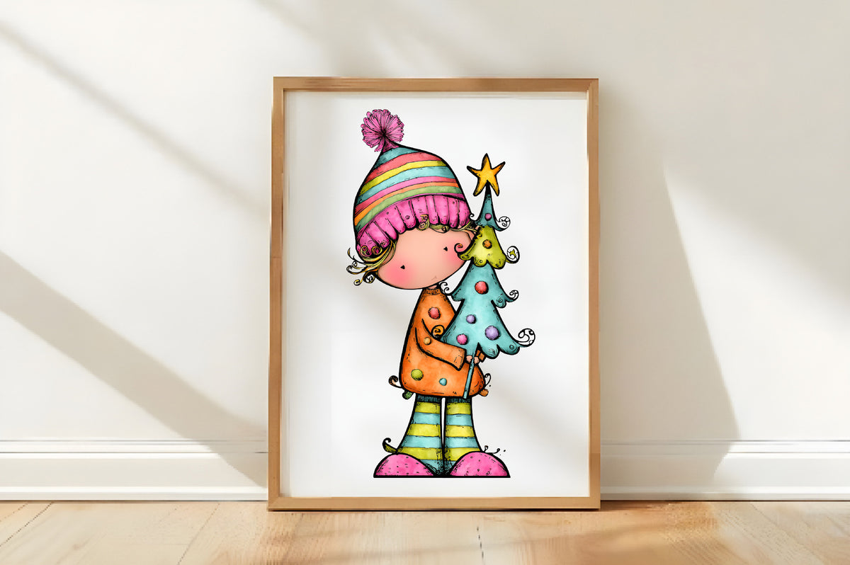 Whimsical Christmas Boy Clipart PNG