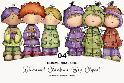Whimsical Christmas Kids Clipart PNG