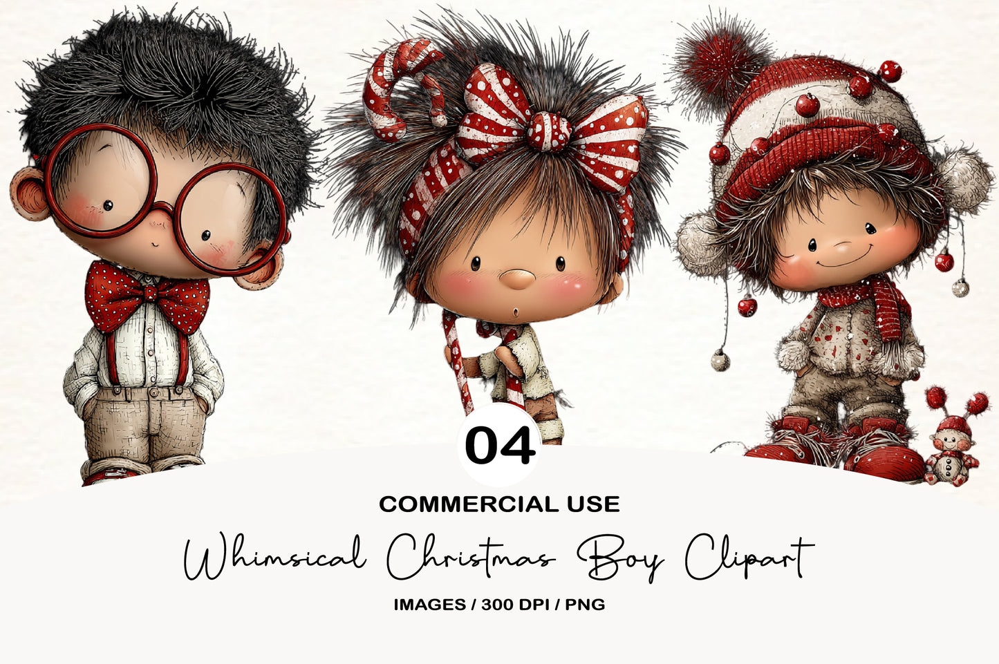 Whimsical Christmas Boy Clipart PNG