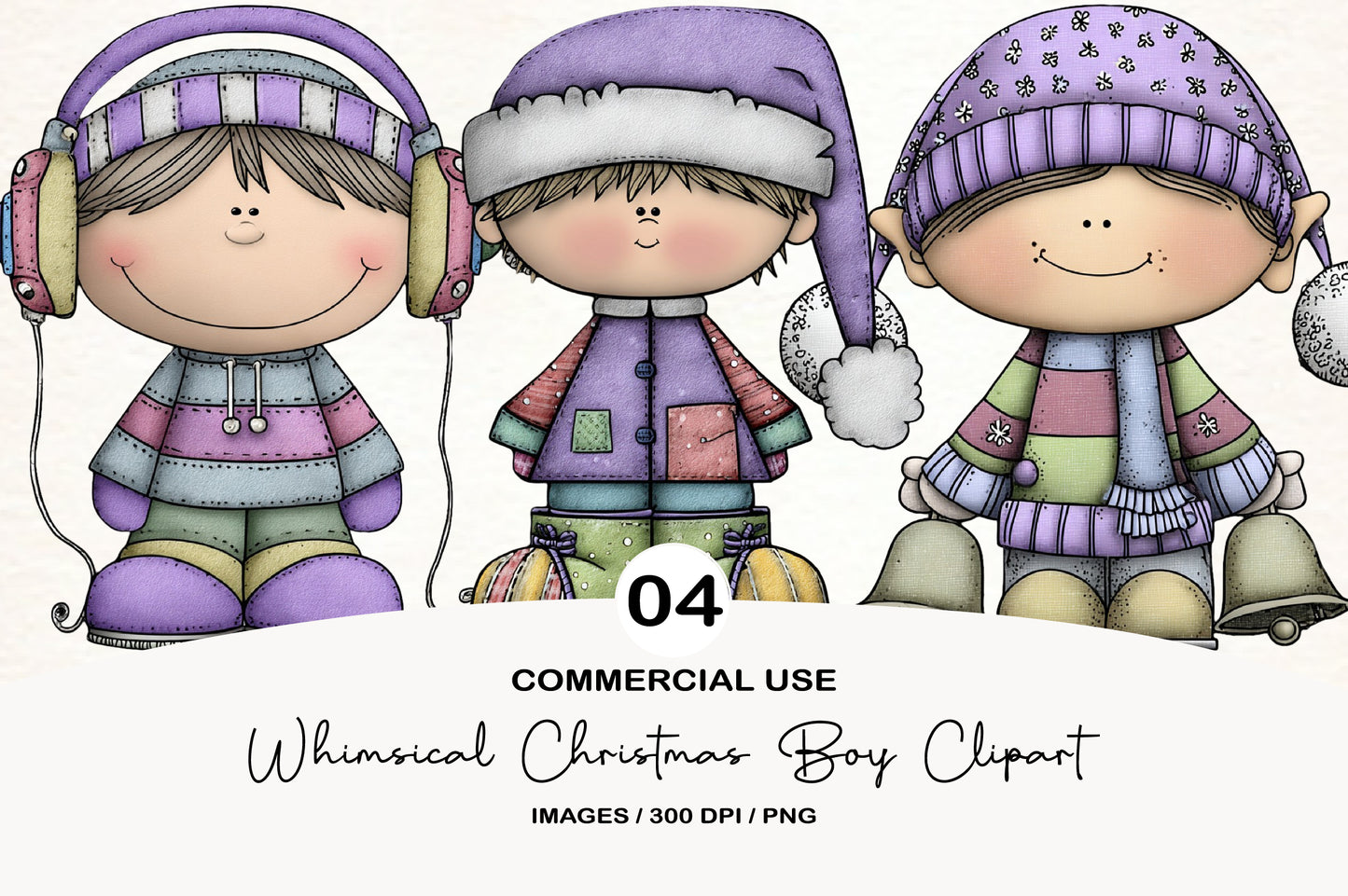 Whimsical Christmas Boy Clipart PNG
