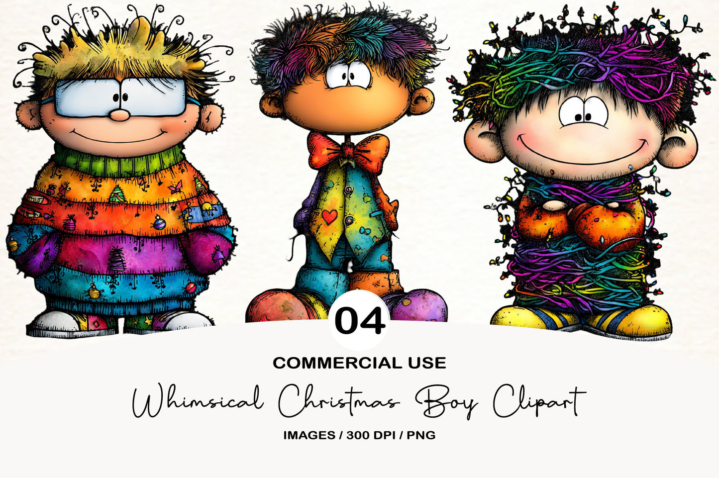 Whimsical Christmas Boy Clipart PNG