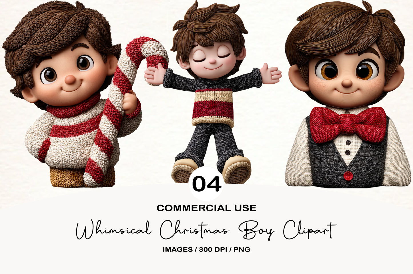 Whimsical Christmas Boy Clipart PNG