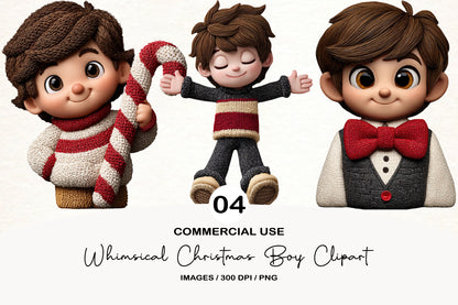 Whimsical Christmas Boy Clipart PNG