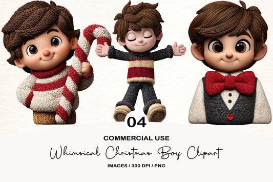 Whimsical Christmas Boy Clipart PNG