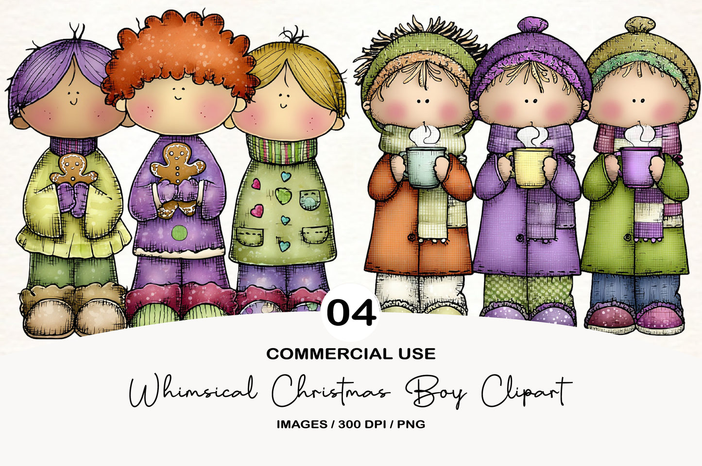 Whimsical Christmas Boy Clipart PNG