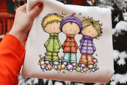 Whimsical Christmas Boy Clipart PNG