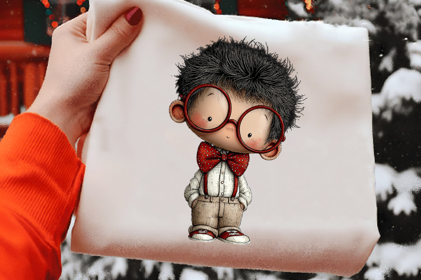 Whimsical Christmas Boy Clipart PNG