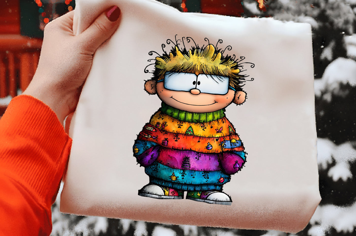 Whimsical Christmas Boy Clipart PNG