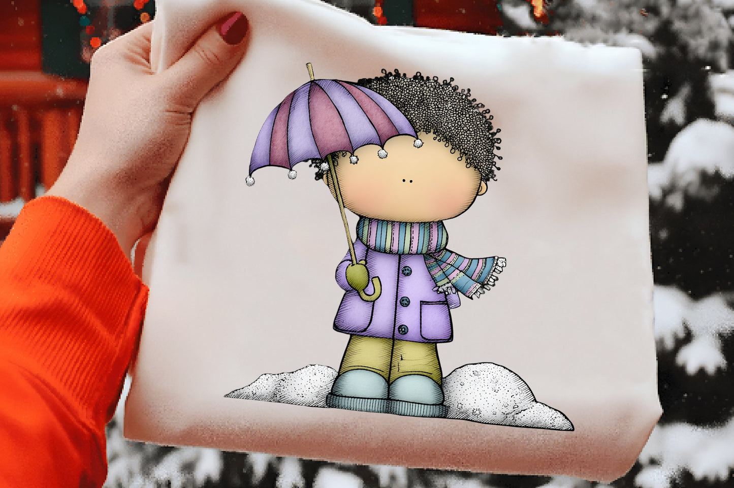 Whimsical Christmas Boy Clipart PNG