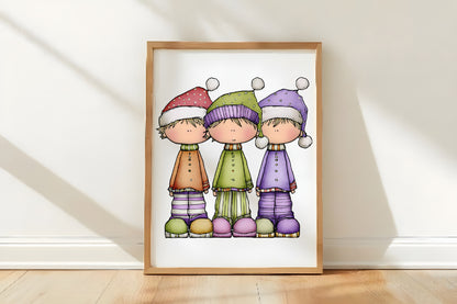 Whimsical Christmas Kids Clipart PNG