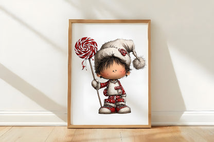 Whimsical Christmas Boy Clipart PNG