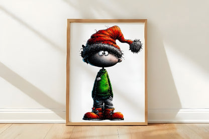 Whimsical Christmas Gnome Boy Clipart PNG