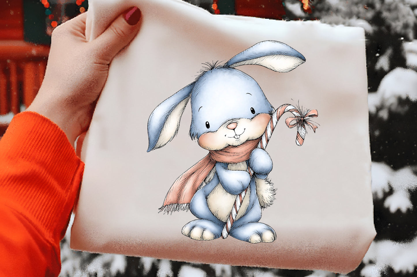 Whimsical Christmas Bunny Clipart PNG Bundle | Cute Watercolor Holiday Bunny Clipart | Festive Winter Rabbit PNG