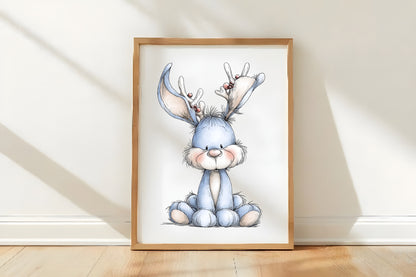 Whimsical Christmas Bunny Clipart PNG Bundle | Cute Watercolor Holiday Bunny Clipart | Festive Winter Rabbit PNG
