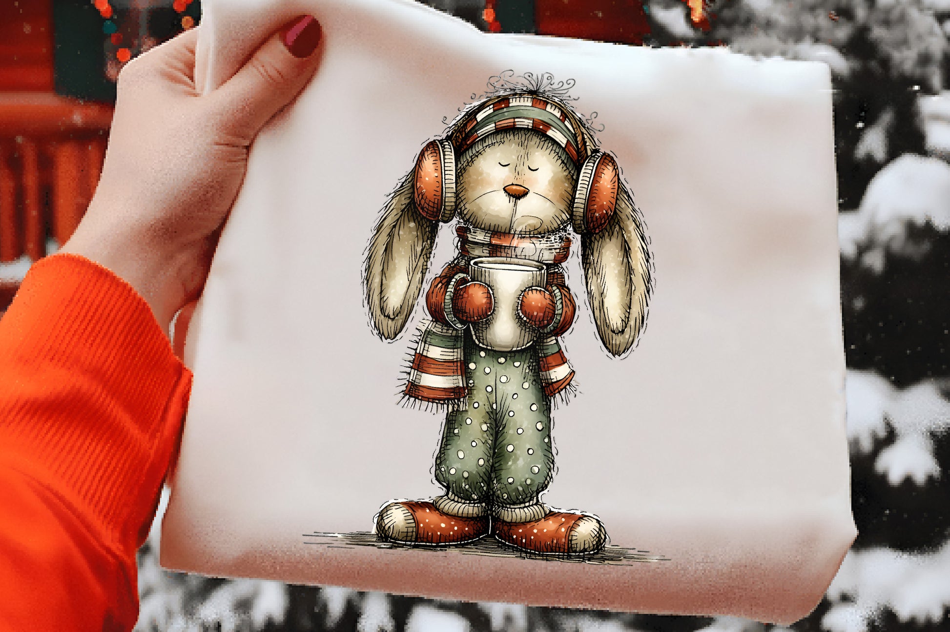 Whimsical Christmas Bunny Clipart PNG