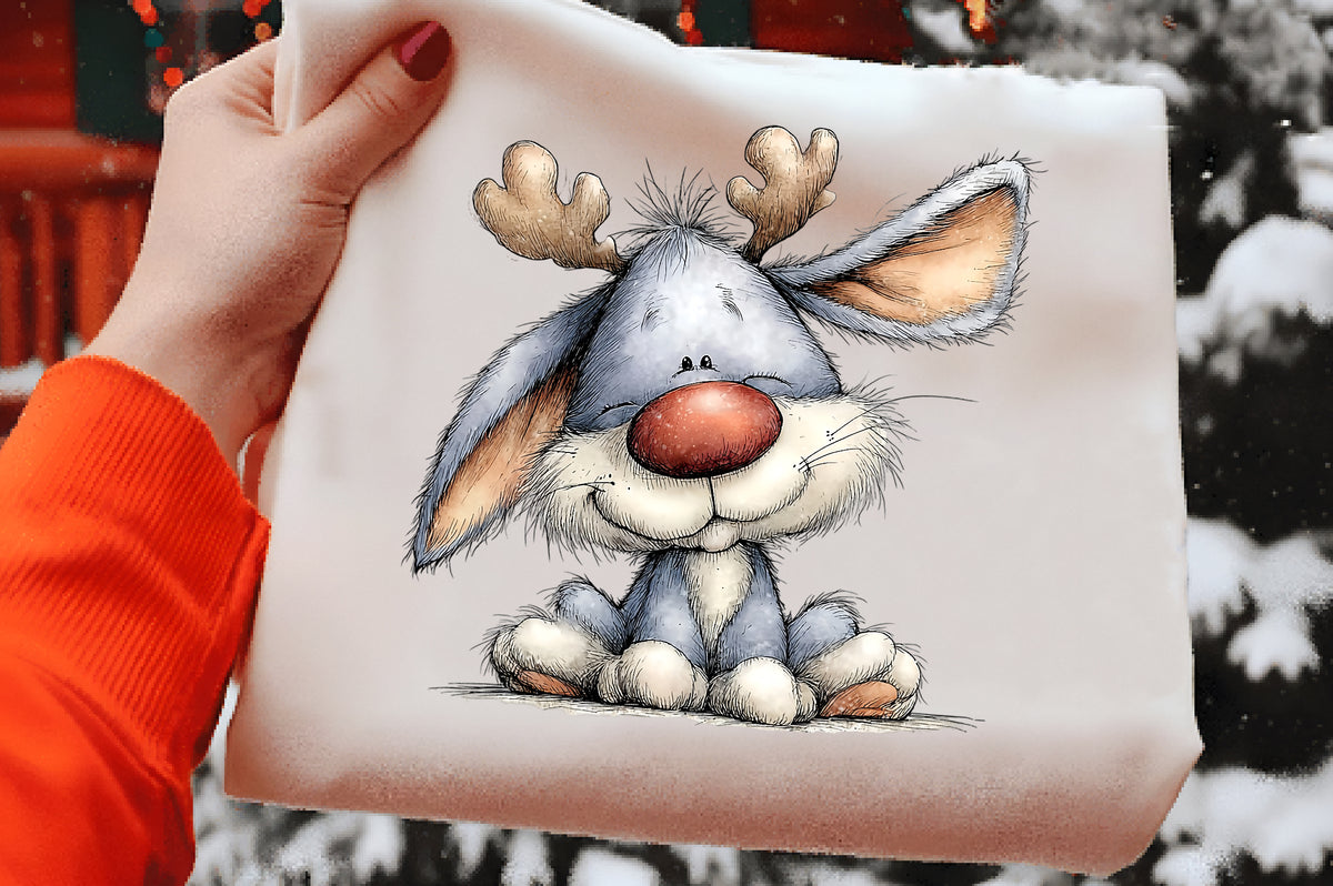 Whimsical Christmas Bunny Clipart PNG