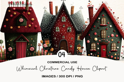 Whimsical Christmas Candy House Clipart PNG