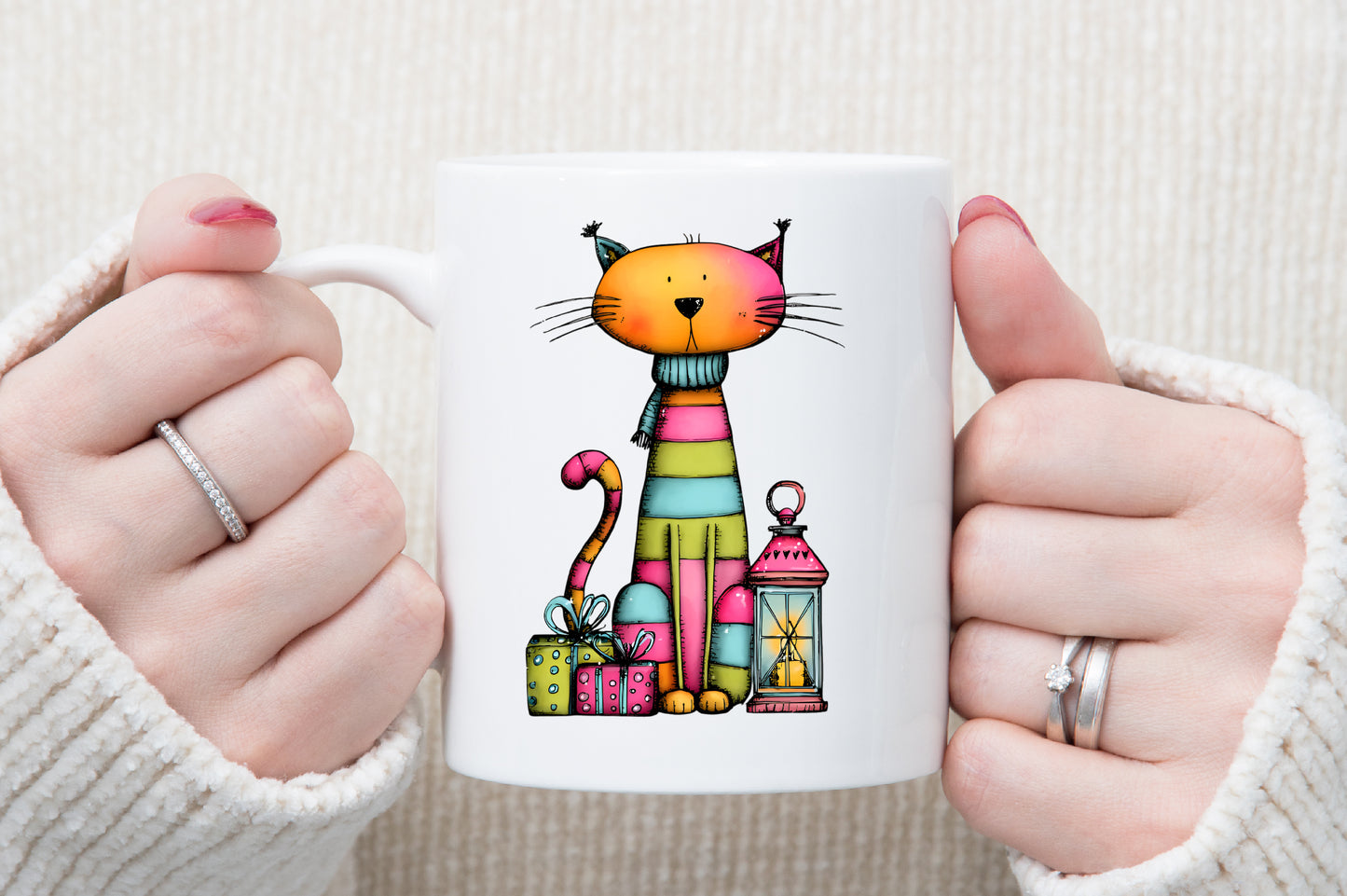 Whimsical Christmas Cat Clipart Bundle Colorful Holiday PNG