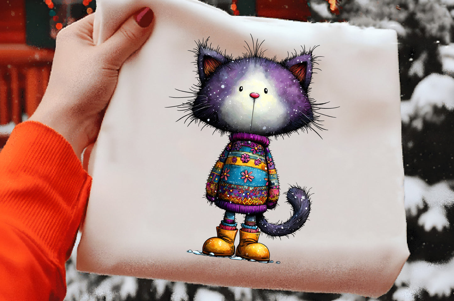 Whimsical Christmas Cat Clipart Bundle PNG